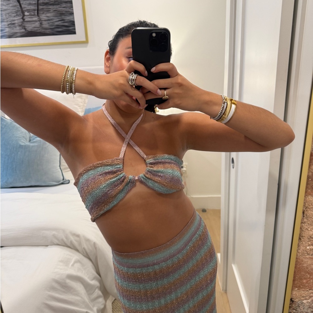 Misa Los Angeles Blue Combo Halter Set